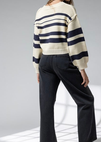 Ashley V-Neck Striped Sweater Top