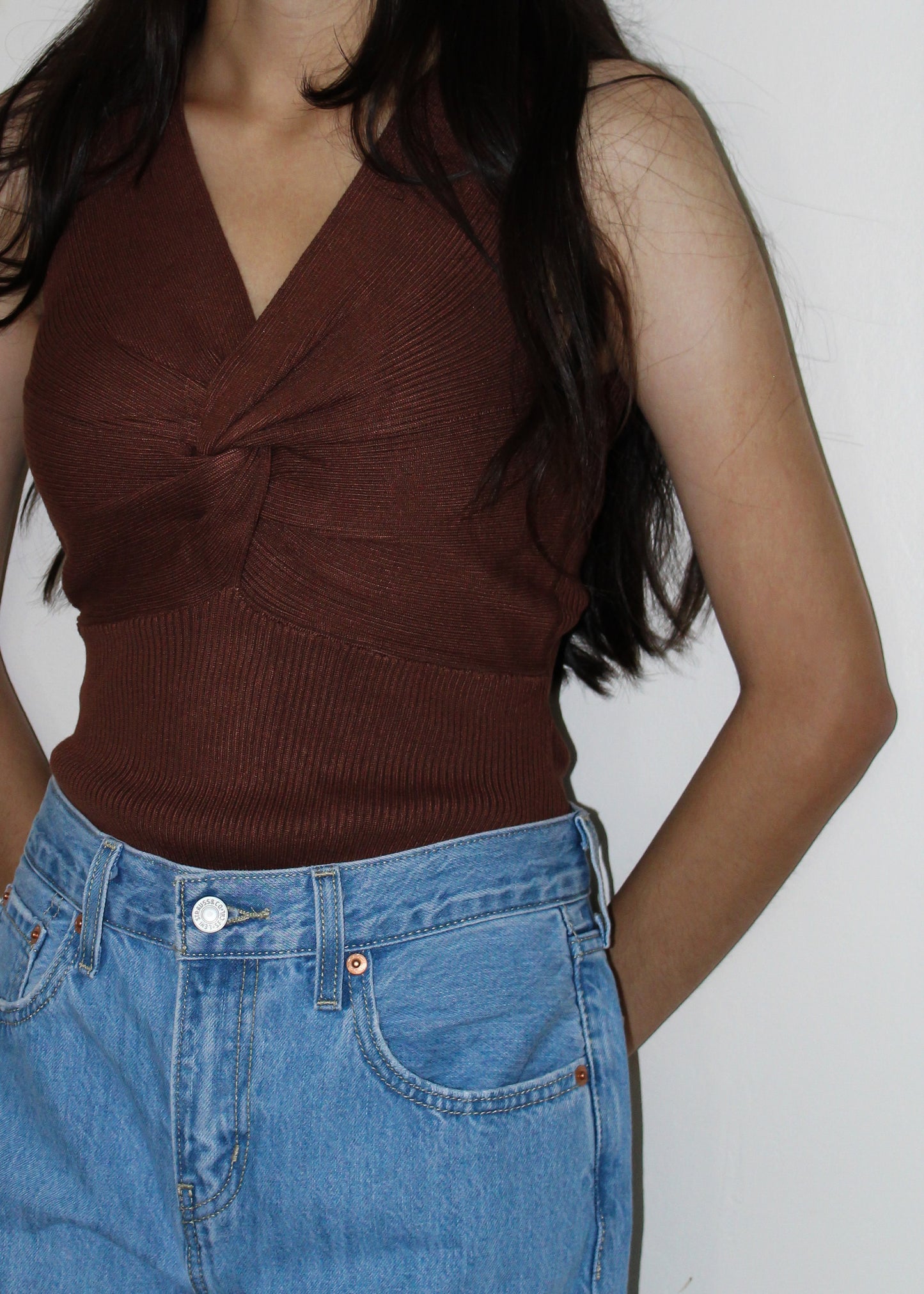 Cinnamon Brown Knit Bodysuit